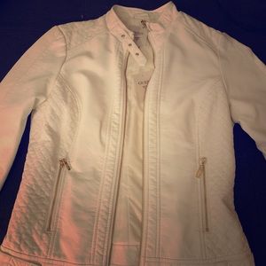 Guess White PU Leather Jacket